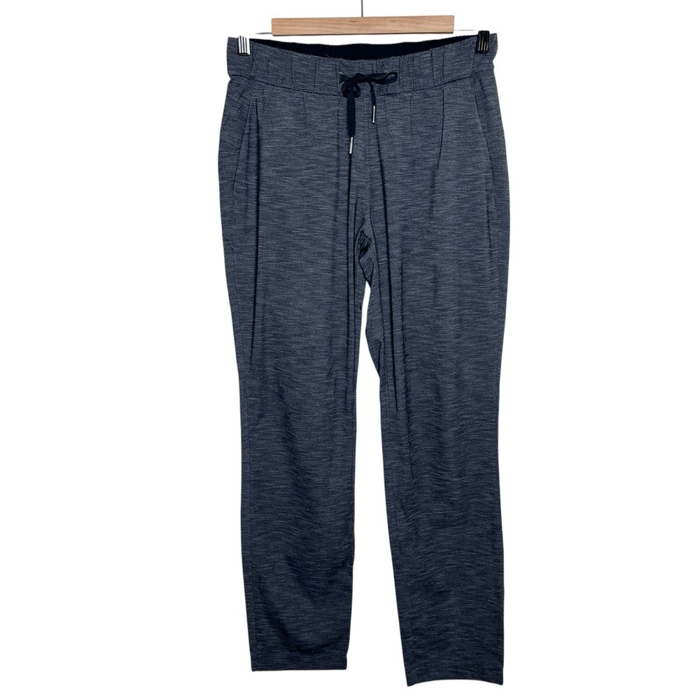 Lululemon On The Fly Pant 28" Heathered Black Womens 4 Straight Leg Drawstring